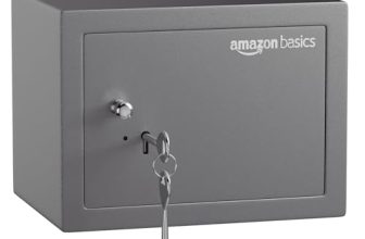 Amazon Basics 8.6 Litre Heavy Duty Safe Locker with Mechanical Key Lock | Handy & Sleek Design | 1-Year Warranty (Grey)