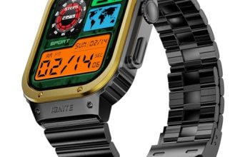 Fire-Boltt Maverick Smartwatch 51.308mm (2.02 inch) IPS Display, Luxury Stainless Steel Look, 320×385 Pixel Resolution, Bluetooth Calling, Voice Assistant (Gold Black)