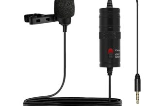 amazon basics Metal Condenser Microphone with 6m Cable | Compatible with Smartphones, Cameras, PCs, and Laptops | Built-in Noise Reduction (Black)