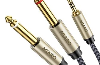 AGARO 3.5 mm 1/8 TRS to Dual 6.35 mm 1/4 TS Mono Breakout Cable Y Spitter Stereo Cord Adapter Compatible, 2 meters, grey