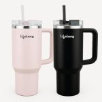 Lifelong Double-Walled Vacuum Insulated Tumblers 1200ml | Set of 2 | Unbreakable Tritan Lids, Stainless Steel Straws & Straw Cleaner | Hot 8 Hrs Cold 12 Hrs | Durable Steel with Handle (LLTBRCB1)