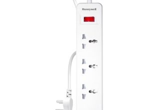 Honeywell 4 Outlet Extension Board with Master Switch, 6 Amps, 250V, 4 International Sockets, Pure Copper, 6 Advanced Safety Features, 2 Meter Power Cord, BIS Certified, 1 Year Warranty