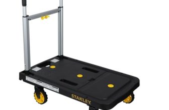 STANLEY SXWT-PC517-SP Flat-Folding Aluminium Platform Truck, 120kg Load Capacity, Soft Grip Handle, Platform with Basket Pin Slots, Open Dimn: 68x41x92 cm, Folded Dimn: 68x41x80 cm