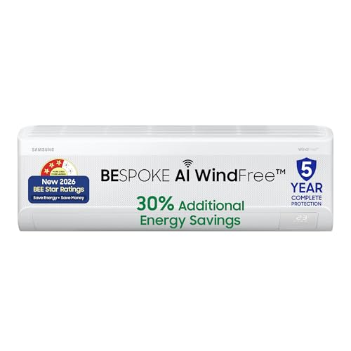 Samsung 1.5Ton 3Star,New Star rated, Bespoke AI WindFree Inverter Smart Split AC (WiFi, Energy Saving, Voice Control, Powerful Cooling, Copper, Digital Inverter, white,AR60H18D1LWNNA)