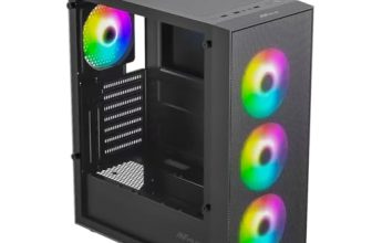 Ant Value VM40 ATX Computer Case/Gaming Cabinet – Black | Support ITX | Pre-Installed 3 Front & 1 Rear Rainbow Fans