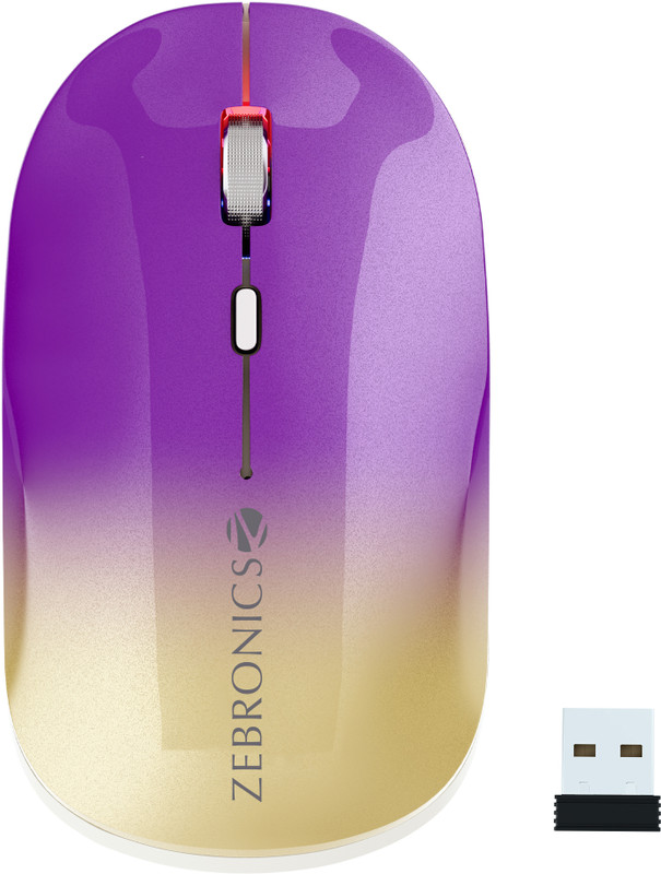 ZEBRONICS Groot Ambidextrous Optical Mouse 1600DPI, Silent Ergonomic with 2 Years Warranty With Bluetooth(2.4GHz Wireless, White + Grey)