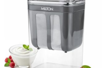 MILTON 2 in 1 Greek Yogurt & Hung Curd Maker with Fine Mesh Strainer & Lid | Whey Separator | Hung Curd Strainer Box | for Homemade Yogurt, Curd, Paneer, Cheese & More | 1100ml | Grey