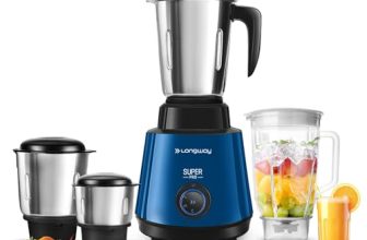 Longway Super Pro Juicer Mixer Grinder | Up to 750 Watt Powerful Motor | 4 Jars for Grinding, Mixing, Juicing | 2 Years Warranty (Blue & Black)