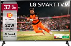 LG LR600 80 cm (32 inch) HD Ready LED Smart WebOS TV with Alpha5 Gen 6 AI Processor 125+ Free LG Channels AI Functions AI Sound (Virtual Surround 5.1 Up-mix) HDR 10 Magic Remote Compatible 60Hz Refresh Rate FTA Satellite Connectivity Wi-Fi Built-In(32LR600B6LC)