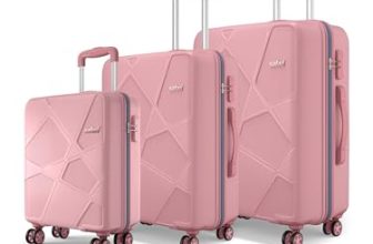 Safari Pentagon Pro 8 Wheels Set of 3 Trolley Bag, Hard Case Polypropylene, 360º Wheeling Small Check in Luggage, Suitcase for Travel, Trolley Bags for Travel, Rose Gold