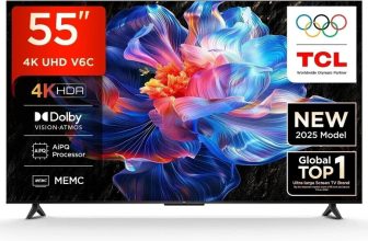 TCL 138 cm (55 inch) Ultra HD (4K) LED Smart Google TV with MEMC | Dolby Vision-Atmos | HVA Panel & Metallic Bezel-Less(55V6C)