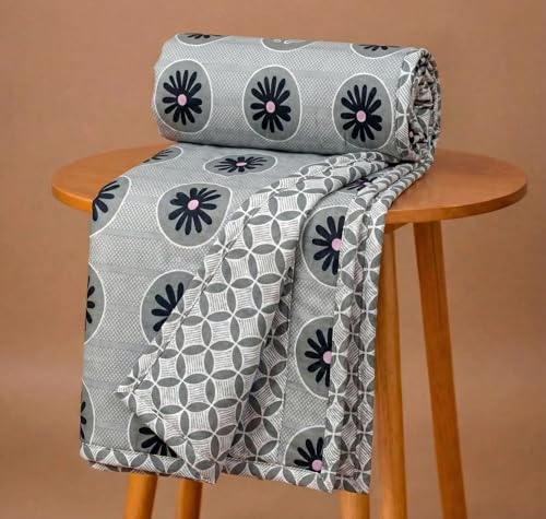 BSB HOME 100% Cotton Reversible Dohar Double Bed Size | AC Blanket Lightweight Summer Comforter | Soft Breathable Bed Blanket (224 x 214 cm) (Charcoal Gray)