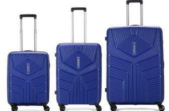 Aristocrat Set of 3 Prime 3 Pc Cabin 55cm(Small) Check-in 66cm(Medium) Check-in 75cm(Large) 8 Wheels Trolley Bags for Travel Hard Case Luggage, Combination Lock (Blue) | 3-Year Warranty