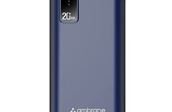 Ambrane 20000mAh Power Bank with 10.5W Fast Charging, Dual USB Output, Made in India, Multi-Layer Protection, Wide Compatibility, Stylish & Compact Design + Free Type-C Cable (Capsule 20, Blue)