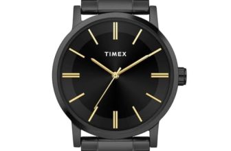 TIMEX Analog Watch for Man with Black Round Dial & Black Stainless Steel Bracelet Band Water Resistant Men’s Wrist Watches – TWHG35SMU09