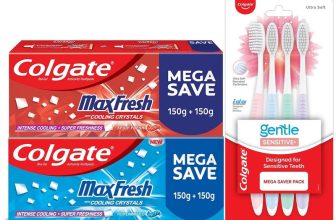 Colgate MaxFresh Red 300g & Blue 300g Toothpaste with Gentle Sensitive Toothbrush 4pcs(1 Items in the set)