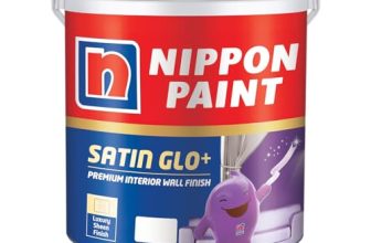 Nippon Paint Satin Glo+ Premium Interior Emulsion Paint(20L, White, Luxury Sheen)-Ultra Low VOC, Washable Paint, Safe for Kids-20% higher Coverage-For Living Room, Bedroom, Home Walls-20 Ltr