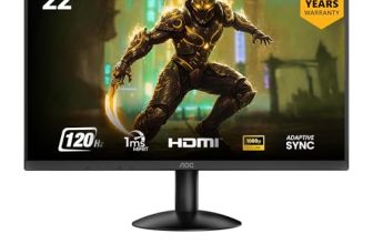 AOC 22B30HM2 21.5″ (54.61 cm) Monitor Full HD 1920×1080, 120Hz Refresh Rate, 1ms Response Time, Flicker-Free, FreeSync, Blue Light Filter, VGA/HDMI, Monitor for PC with VESA Mount (Black)
