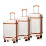 VLITE Maverick Family Set of 3 (S +M+ L) Hard Sided Luggage Trolley Bag for Travel Suitcase with 8 Spinner Wheels – Check-in Size Suitcase (Maverick Beige)