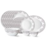 Larah by Borosil Lark Fluted Series Opalware Dinner Set | 21 Pieces for Family of 6 | Microwave & Dishwasher Safe | Bone-Ash Free | Crockery Set for Dining & Gifting | Plates & Bowls | White