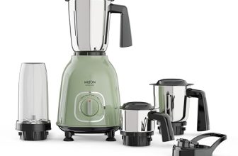 Milton Neom Mixer Grinder, ISI Certified, Grindstone Blade Technology, 4 Jar, 550 W (21000 RPM), 5 yr motor warranty, 2 yr product warranty I Pale Green