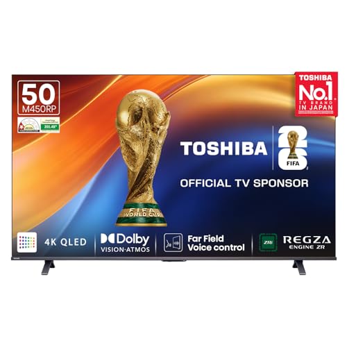 Toshiba 126 cm (50 Inches) 4K Ultra HD Smart QLED TV | Dolby Atmos, HDR10+ | 24W Powerful Speakers | AI Sports Mode | REGZA Engine ZR | Voice Control | AI 4K Upscaling | VIDAA OS | 50M450RP (Black)