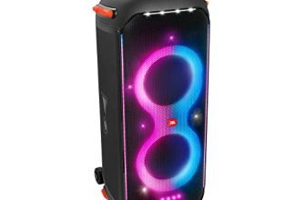 JBL PartyBox 710 Bluetooth Party Speaker with Dynamic Music Synced Flashing Club Pattern Lightshow, Pro Sound, Splashproof, PartyBox App Personalisation,Guitar and Mic Input(800 Watt RMS, Black)
