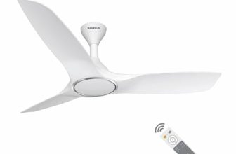 Havells Stealth Air BLDC 1200mm Ceiling Fan| Upto 55% Energy Saving| Silent & Premium| 5 stars Rating| 100% Copper Motor| RF Remote, Memory Backup, Timer| (Pearl White, Pack Of 1)