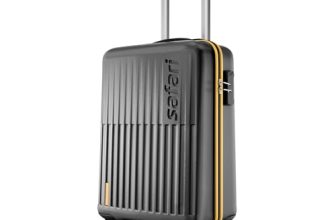 Safari Astra Neo 8 Wheels 56cm Cabin Size Trolley Bag, Hard Case Polycarbonate, 360 Degree Wheeling Carry-on Luggage for Men & Women, Travel Bag, Suitcase for Travel, Trolley Bags for Travel, Black