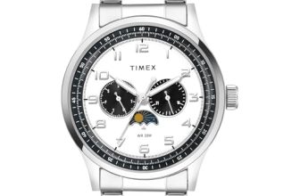 TIMEX Analog Watch for Man with White Round Dial & Silver Stainless Steel Bracelet Band Water Resistant Men’s Wrist Watches – TWEG19609