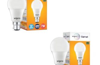Wipro Garnet 7W LED Bulb for Home & Office |Cool Day White (6500K) | B22 Base|220 degree Light coverage |4Kv Surge Protection |400V High Voltage Protection |Energy Efficient | Pack of 2