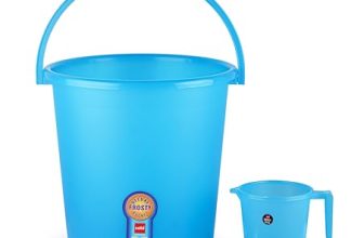 Cello Frosty Delux Bathroom Set (18 L Bucket & 1 L Mug), Blue | Lightweight Durable & Sturdy with Easy-Grip Handles | Plastic Multipurpose Bath Set for Modern Bathrooms