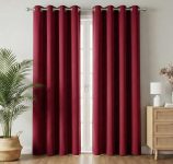 VAS COLLECTIONS 100% Blackout Door Curtains, 7 Feet (121×215 cm) Set of 2, Plain, Thermal Insulated, Room Darkening Curtains for Living Room, Bedroom, (Maroon)