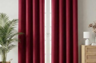 VAS COLLECTIONS 100% Blackout Door Curtains, 7 Feet (121×215 cm) Set of 2, Plain, Thermal Insulated, Room Darkening Curtains for Living Room, Bedroom, (Maroon)