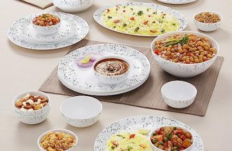 Larah By Borosil Moon Riva Dinner Set – 27 Pcs, Opal Glass Dinner Plates & Bowls Crockery Set for Dinning, White