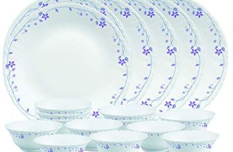 Larah by Borosil Glass FloraThali Set (White) – 18 Pieces