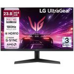 LG 24GS60F 60.5 cm(24 Inch) UltraGear FHD(1920×1080) IPS Gaming Monitor, 1ms, 180Hz, HDR10, sRGB 99%(Typ.), NVIDIA G-SYNC Compatible, AMD FreeSync, Anti-Glare, HDMI, DP, HP Out, Tilt Adjustable, Black