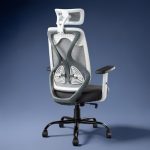 CELLBELL C190 Berlin Office Chair, High Back Mesh Ergonomic Home Office Desk Chair (Grey – White)