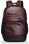 F Gear Luxur 25L Medium Laptop backpack Fits upto 17″ Laptop Faux Leather Water resistant lightweight, Gifts for Men Women Boys Girls Adults, College/School/Office/Travel Bag (Brown)