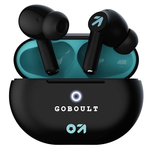 GOBOULT W60 with 60H Playtime, Zen Quad Mic ENC, 50ms Xtreme Low Latency, Made in India, Type-C Fast Charging, 13mm Driver, IPX5 Combat Gaming Mode,TWS Ear Buds Wireless (Green)