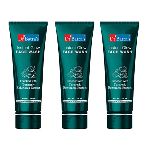 Dr Batra’s Dr. Batra’S Instant Glow Face Wash, Enriched With Turmeric, Repairs Skin Damage, Prevents Infections, Face Wash For Skin Complexion & Glowing Skin 100 Gm (Pack Of 3)