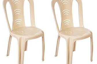 Cello Arc Chair Set of 2, Marble Beige | Unbreakable, Durable & Strong | Blended PP Material, Easy to Clean | Plastic Chair for Living Room, Office & Outdoor | 3 Years Warranty – Manufacturing Defects