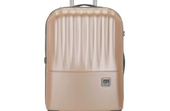 Genie by Safari Palm 79Cm Large Checkin Trolley Bag Hard Case Polycarbonate 8 Wheels 360 Degree Wheeling Luggage, Suitcase for Travel, Trolley Bags for Travel, Gold