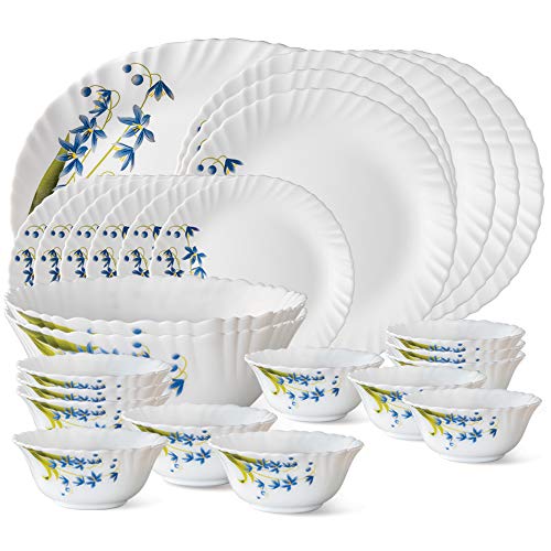 SignoraWare BPA Free Plastic Square Dinner Set | Microwave Safe | Unbreakable & Lightweight | Odor-Free | Great for Parties & Gatherings | Ideal for Regular Home Meals (Set of 24 pcs | White)