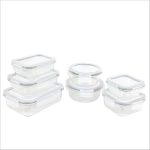 Signoraware Safe N Store Glass Container | Airtight & Leakproof | Microwave Safe | Ideal for Office Lunch, Meal Prep & Kitchen Storage (320ml+520ml+400ml+620ml+370ml+640ml+1.04ltr | Setof7 | Clear)
