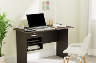 Amazon Brand – Solimo Altamore Engineered Wood Study Table and Office Desk with Drawer and 2 Shelves (Wenge Finish)