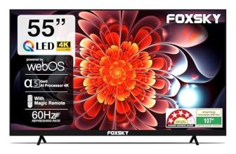 Foxsky 139 cm (55 inch) Frameless Series QLED 4K Ultra HD LED Smart TV FS55GATV (Black)