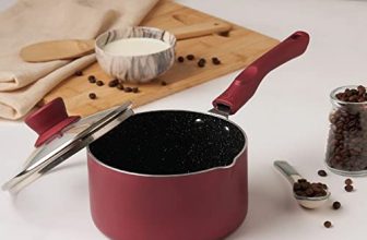 Cello Crown Induction Base Non Stick Saucepan with Glass Lid 1.5 Liter, Maroon