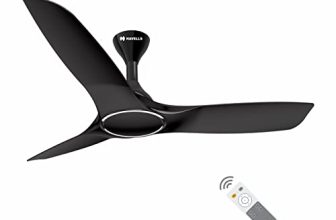 Havells Stealth Air BLDC 1200mm Ceiling Fan| Upto 55% Energy Saving| Silent & Premium| 5 stars Rating| 100% Copper Motor| RF Remote, Memory Backup, Timer| (Metallic Black, Pack Of 1)