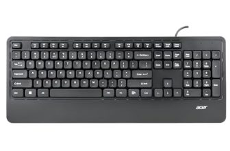 acer OfficeKey Wired Keyboard with Palm Rest | Plug & Play USB 2.0 | Co-Pilot Shortcut Key | Rupee ₹ Symbol | 10M Keystroke Life | 104 Chiclet Keys | Windows & Mac Compatible – Black